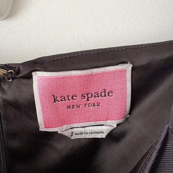 Kate Spade Giant Dot Faille Dress Polka Dot Puff Sleeves Black White Size 2 - Picture 7 of 8